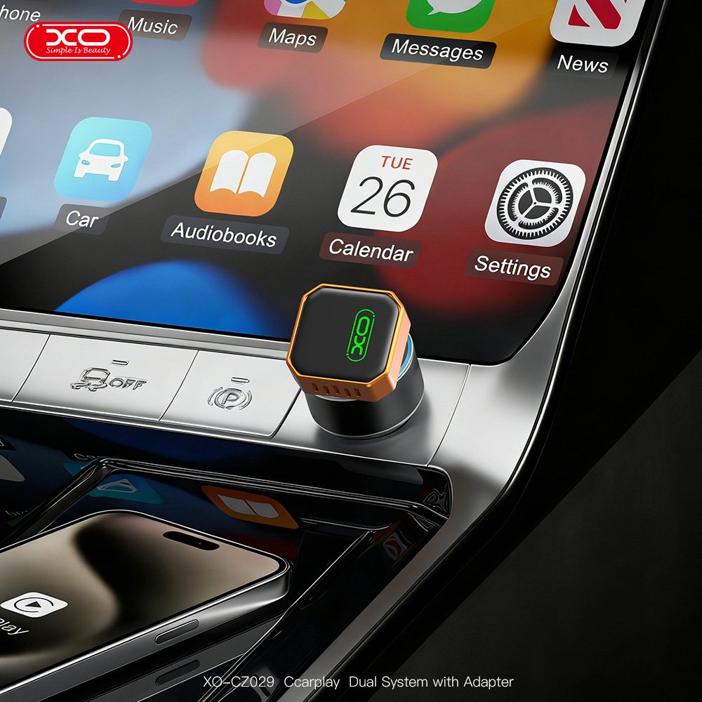 ADAPTADOR CARPLAY DUAL XO CZ029 CON ADAPTADOR PARA AUTO